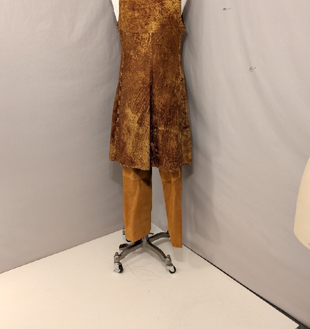Vintage Suede Leather Long Vest and Pants 60s 70s Mod Groovy Hippie Women's SeeM - Picture 5 of 16